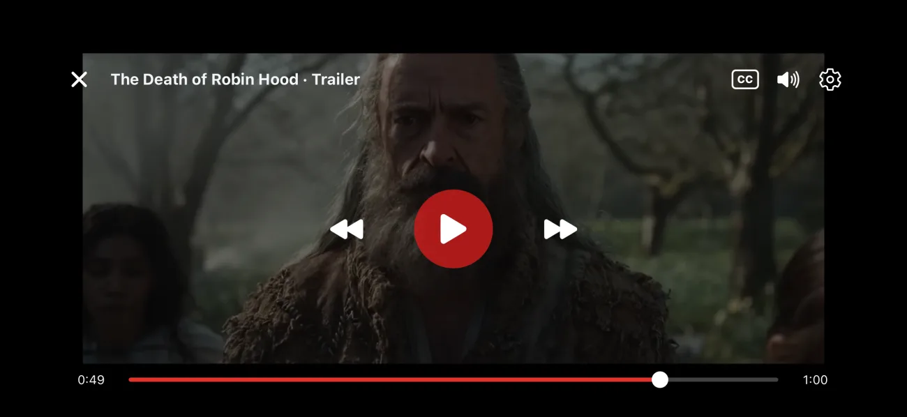 A trailer playing in full screen
